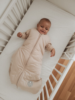 Śpiworek do spania dla niemowląt | NATULINO® NATURALS | beżowy |100% organic cotton GOTS | 16-20°C | 3-warstwowy, ocieplany