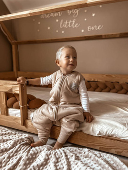Śpiworek do spania z nogawkami | NATULINO® NATURALS LITTLE WALKERS | beżowy | 24-27°C | 1-warstwowy