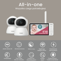 Elektroniczna niania YOKO X5™DUO + Monitor oddechu Babysense 8 nowej generacji (Wyrób medyczny).  