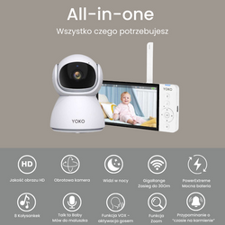 Niania YOKO X5 CONNECT 2w1 z dużym 5" ekranem HD i nianią Wi-Fi na telefon