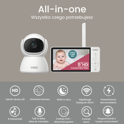 YOKO DREAM Strażnik oddechu: Niania YOKO X5 + Monitor oddechu Babysense 8 nowej generacji (Wyrób medyczny)